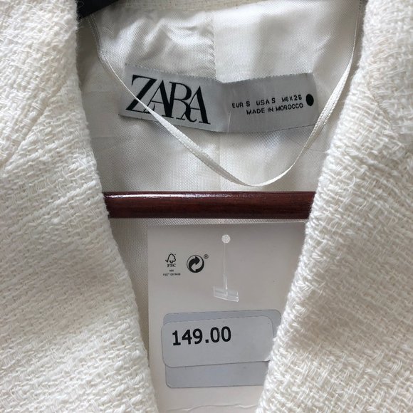 NWT! ZARA TEXTURED BLAZER DRESS LONG WINTER WHITE 3118/273 SMALL Balmain - Picture 8 of 9